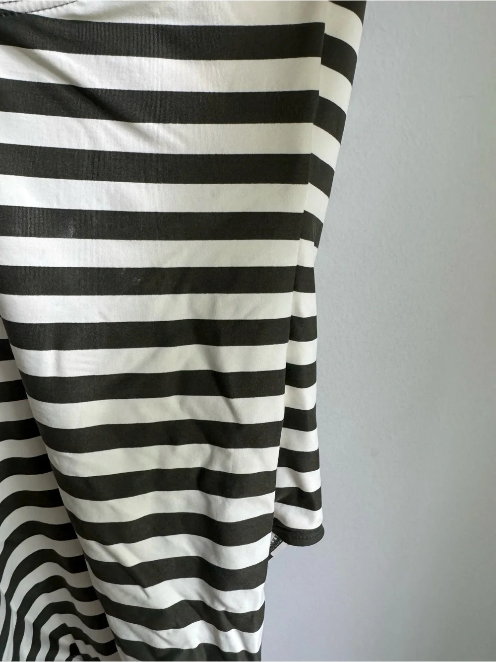 Michael Kors Olive Green & White Striped One-Shoulder One-Piece Swim
